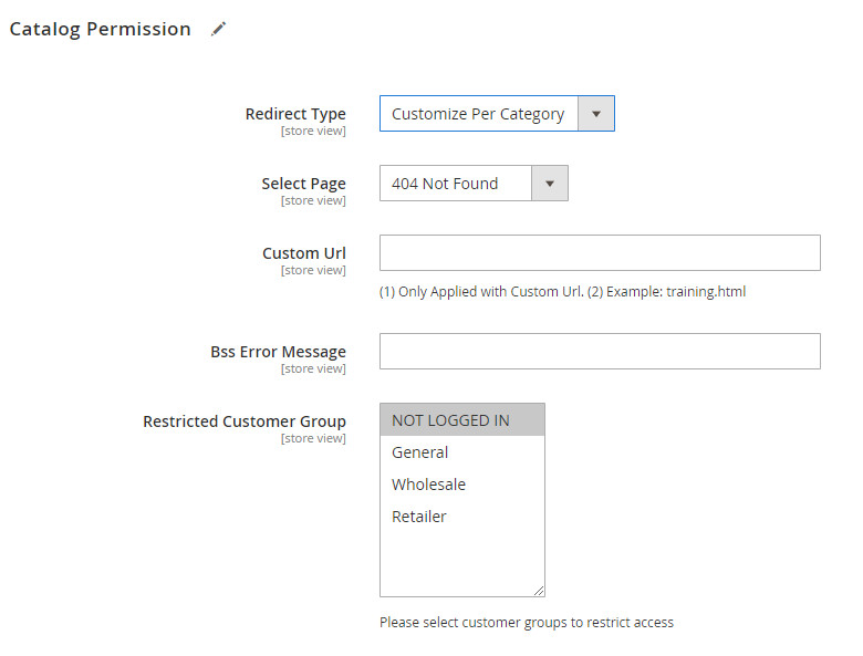 magento customer group catalog-Restrict access to specific categories