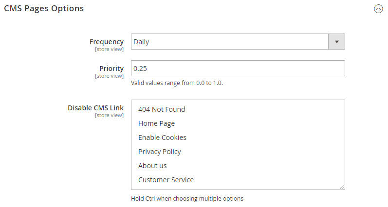 CMS Page Options