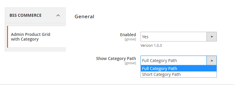 magento 2 admin product grid with category