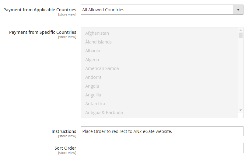 choose countries ti apply ANZ payment gateway