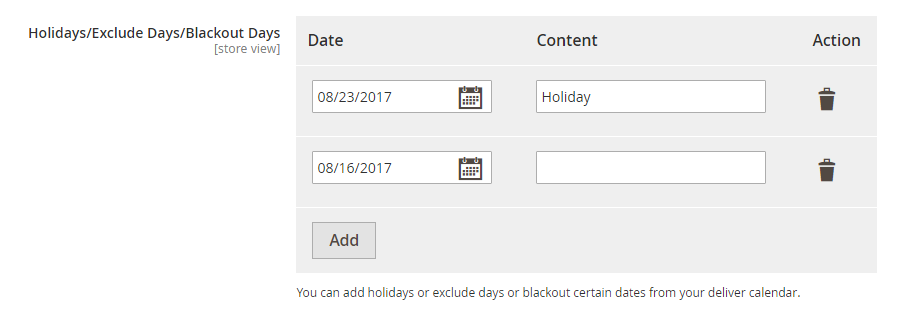 how to exclude days from delivery date in Magento 2?