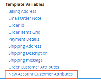 insert new account customer attributes to the template