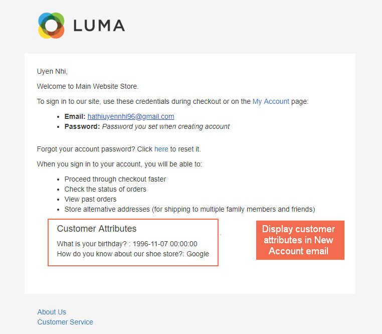 Magento 2 new account confirmation email with additional customer attributes