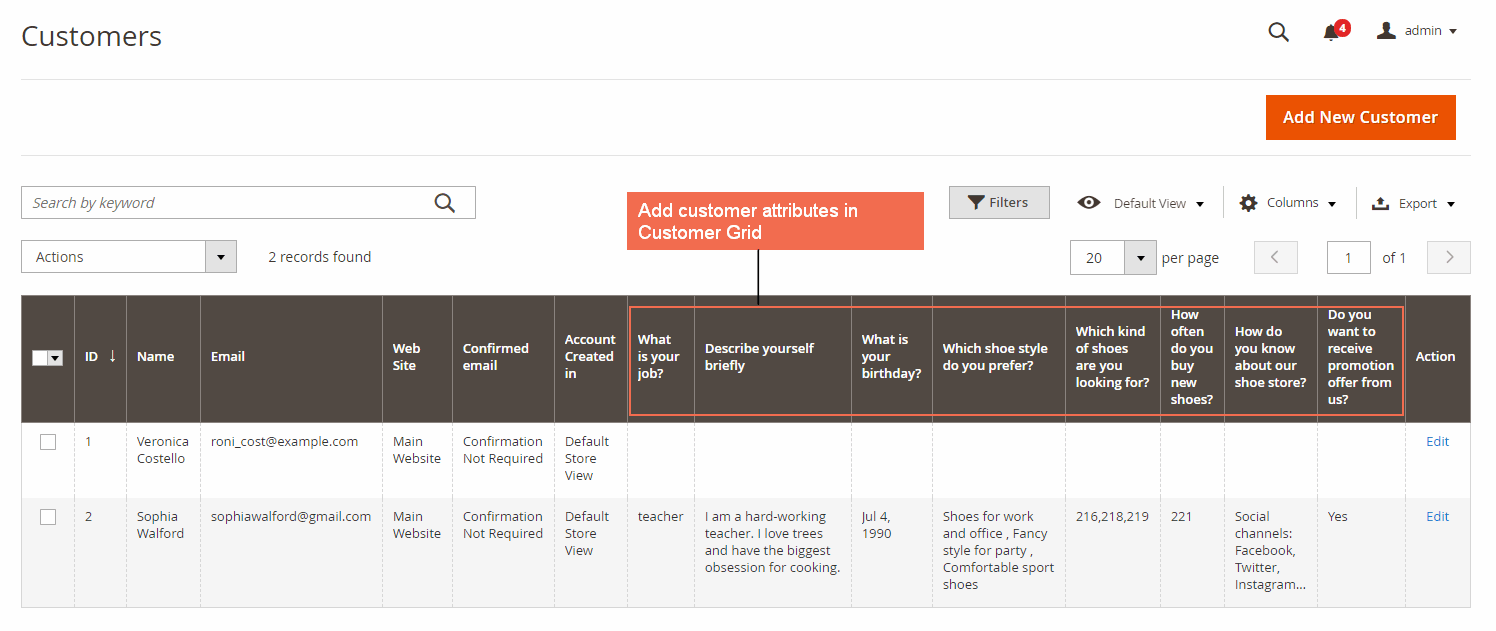 Magento 2 Customer Attributes in Customer Grid