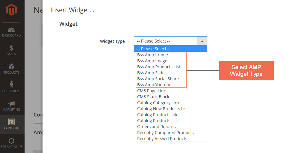 Select Widget Type