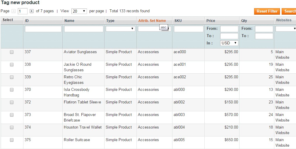 Tag new product using Magento Unboxed extension