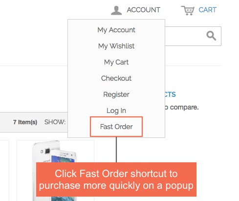 Fast Order Shortcut to purchase quickly on a popup