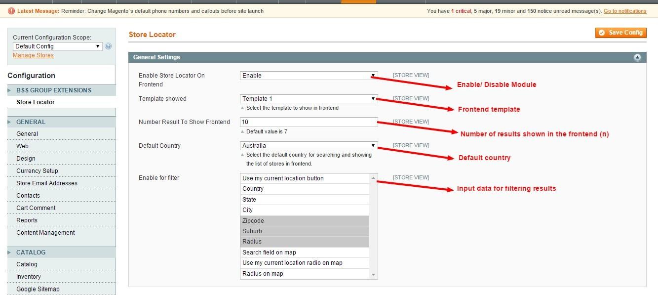 Magento Store Location general settings