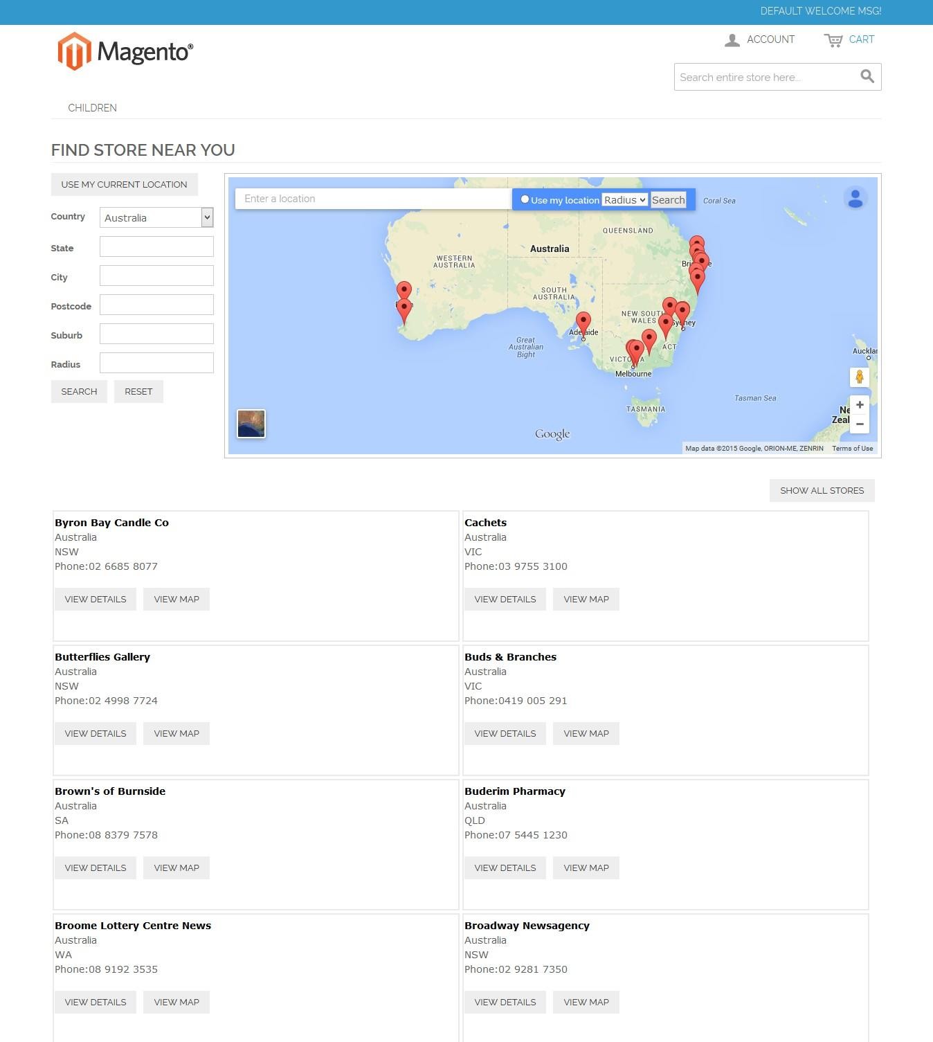 Magento Store Location extension: Template 1