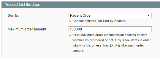 Product List Settings of Magento Reorder extension