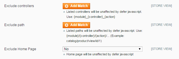 Exclude controllers, path, and homepage from affect by Magento Defer Javascript