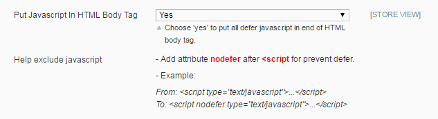 Put Javascript in HTML body tag using Magento Defer Javascript extension