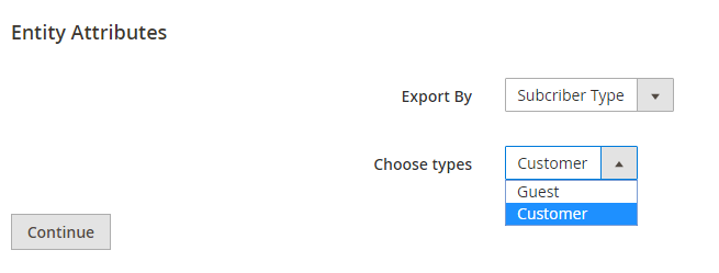 Export by Subscriber type
